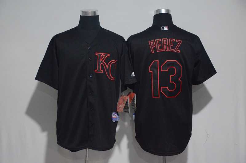Kansas City Royals #13 Salvador Perez Black Fashion Cool Base Stitched Jersey,We sell and wholesale Kansas City Royals #13 Salvador Perez Black Fashion Cool Base Stitched Jersey on line form chian!